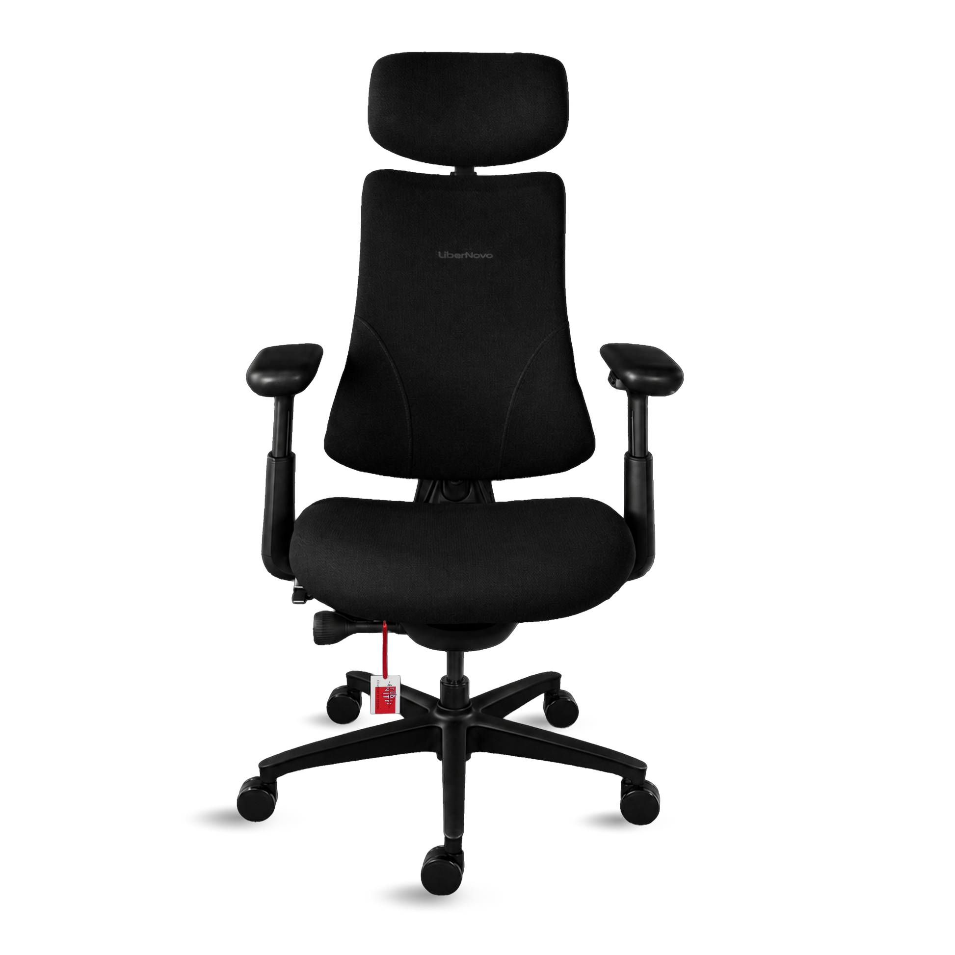 Scaun de birou ergonomic LiberNovo Omni negru nou – vedere din față
