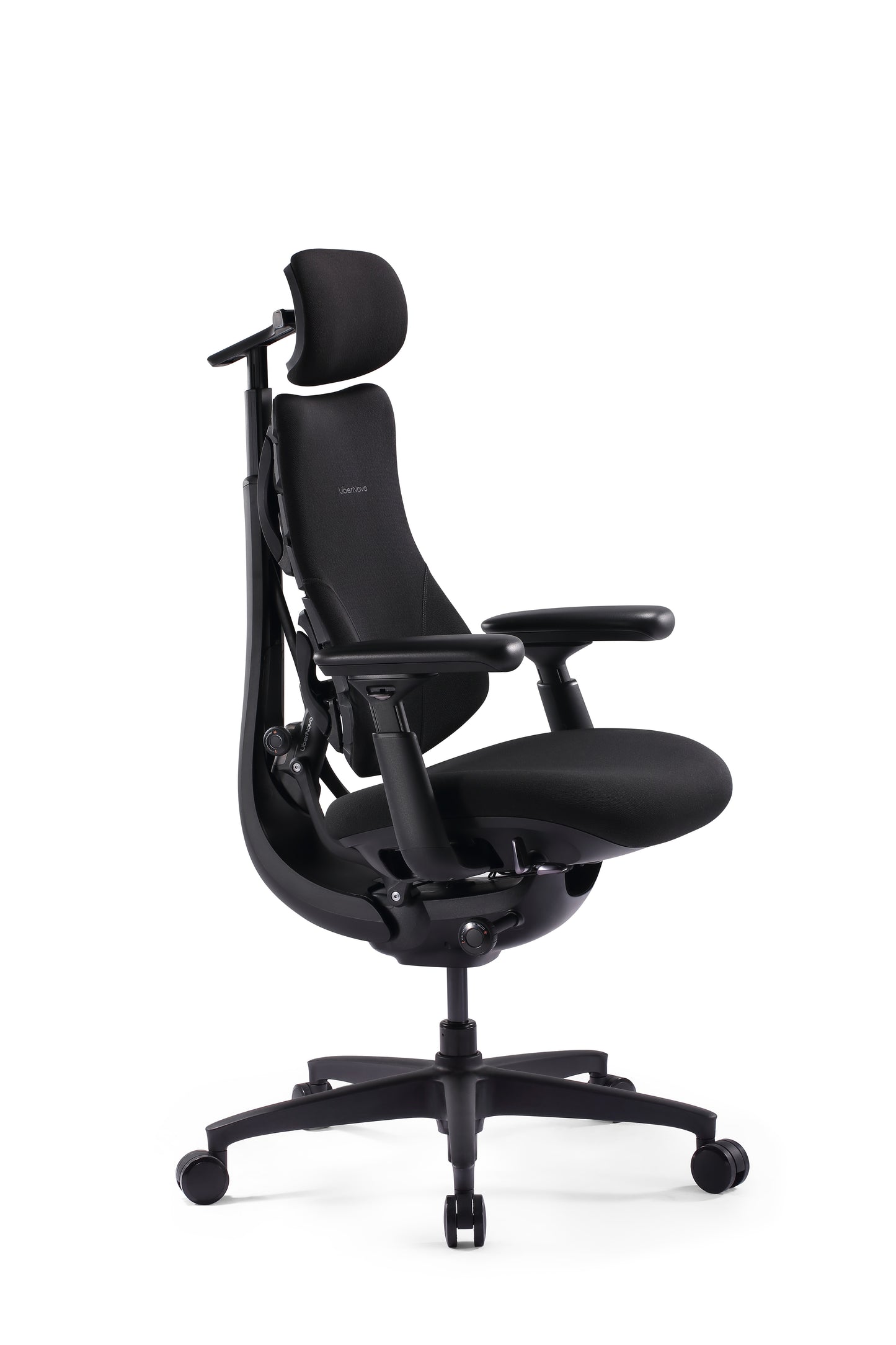 Scaun de birou ergonomic LiberNovo Omni SE Dynamic negru – detaliu tetieră și spătar