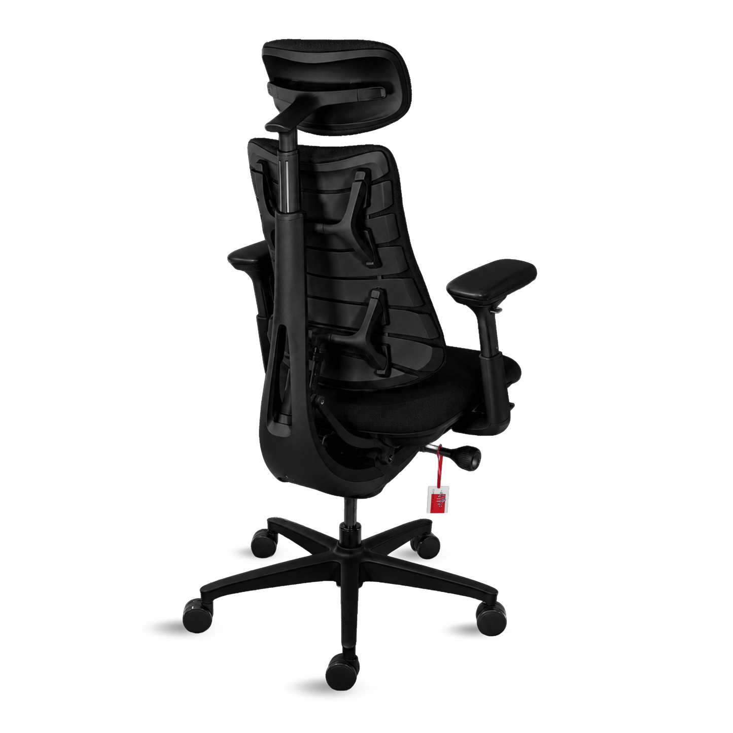 Scaun de birou ergonomic LiberNovo Omni negru nou – vedere laterală-spate