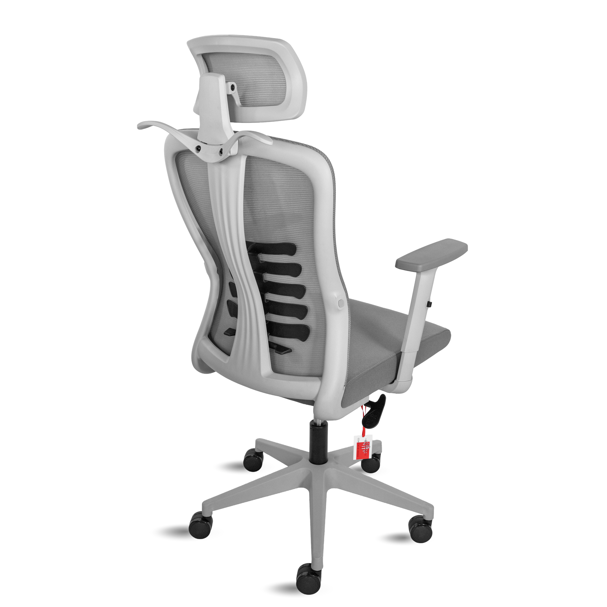 Scaun de birou ergonomic Vitaholm Space V2 alb – vedere laterală-spate