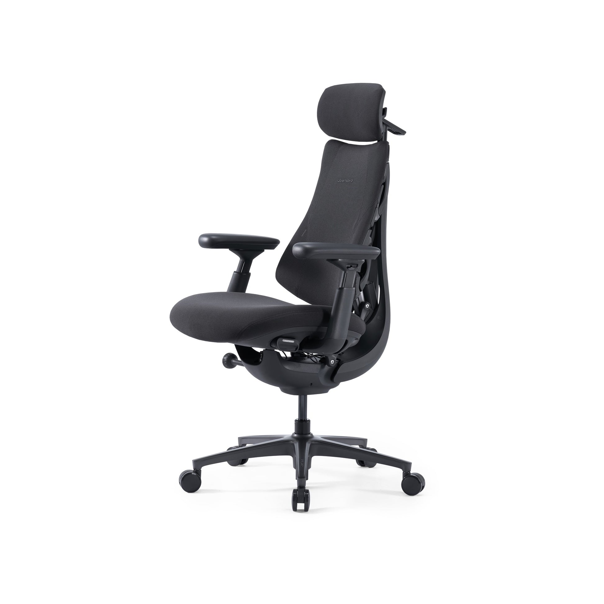 Scaun de birou ergonomic LiberNovo Omni PRO Dynamic negru – vedere din lateral-față