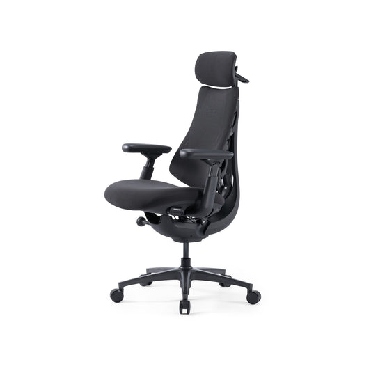 Scaun de birou ergonomic LiberNovo Omni PRO Dynamic negru – vedere din lateral-față